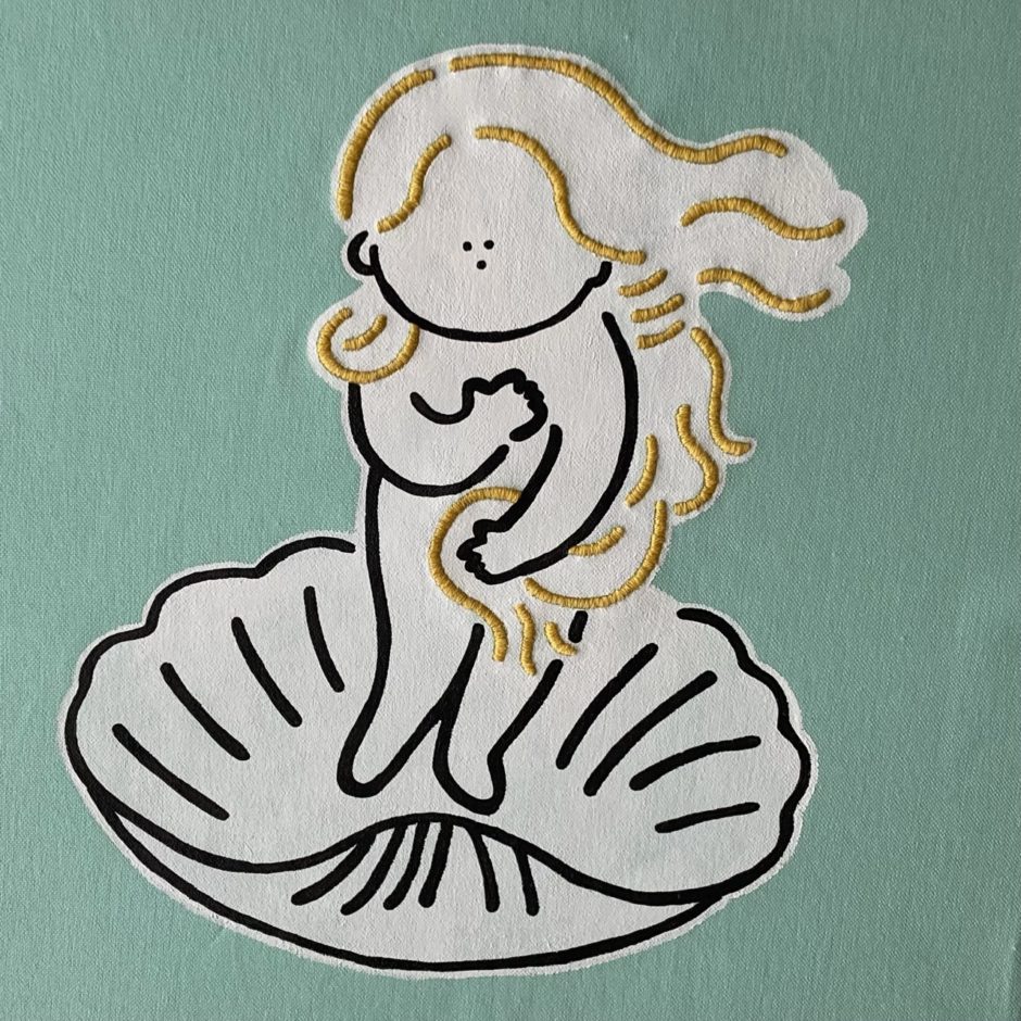 ヴィーナスの誕生の刺繍